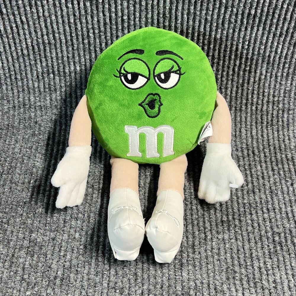 VTG Mars 2011 M&M’s Girl 12” Plush Doll White Leather Go Go Boots Pucker Up Kiss